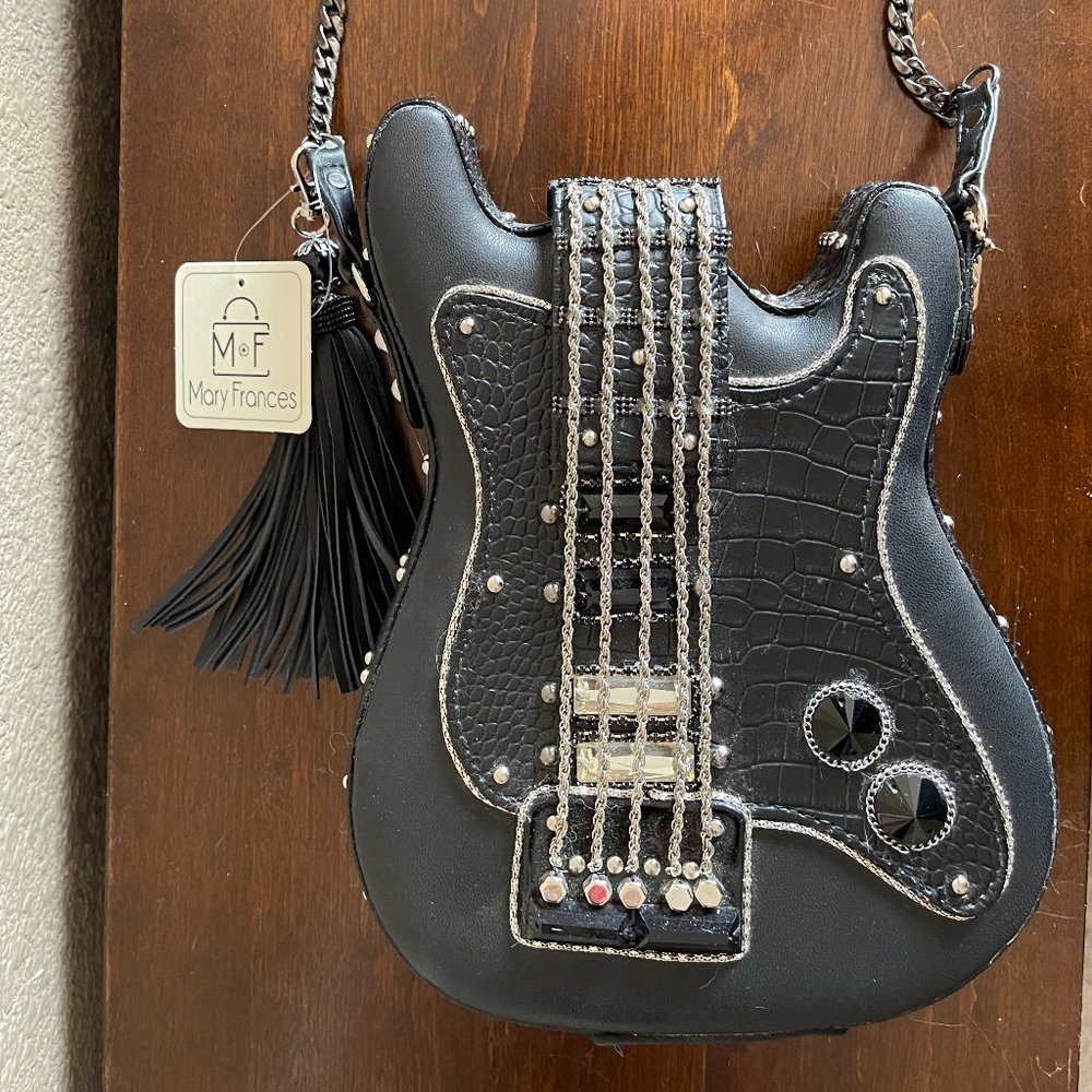Mary Frances Turn It Up Embellished Guitar Crossbody Bag NWT